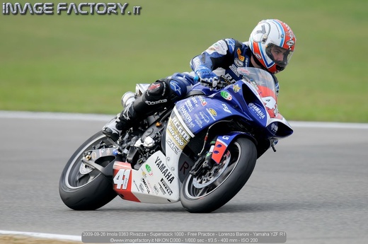 2009-09-26 Imola 0363 Rivazza - Superstock 1000 - Free Practice - Lorenzo Baroni - Yamaha YZF R1